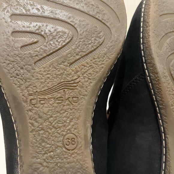 Dansko Womens Liliana Clog Size 38 7.5 Black Nubuck Low Wedge Slip On Work Shoe - Picture 9 of 10